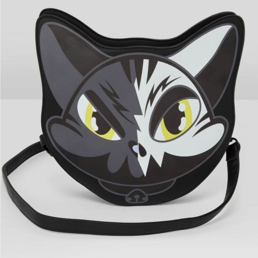 Killstar ✦ Maneki‑Neko Black Cat Handbag ✦ Quilted Leather Kreeptures Graphics